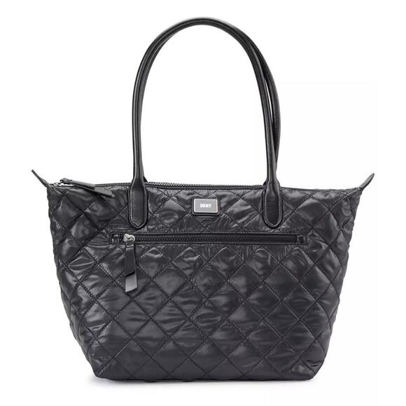 DKNY Black Quilted Lyla Large Shopper Tote Bag $148 NWT New - Picture 1 of 8